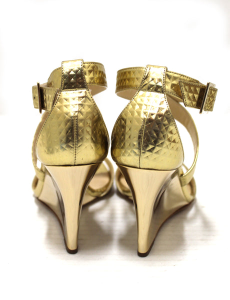 Jimmy Choo Metallic Gold Wedge Sandal 36