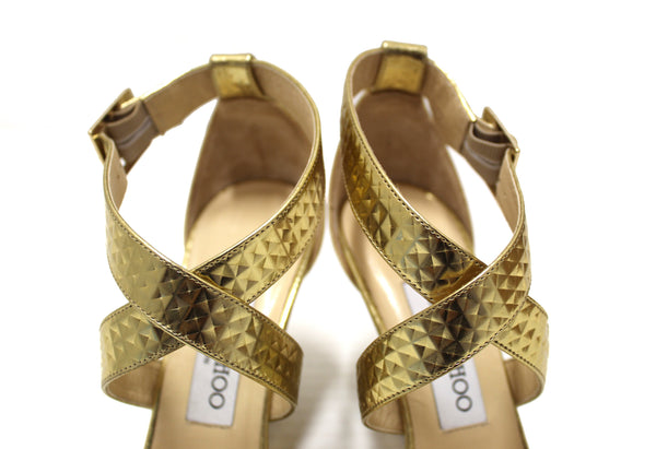 Jimmy Choo Metallic Gold Wedge Sandal 36