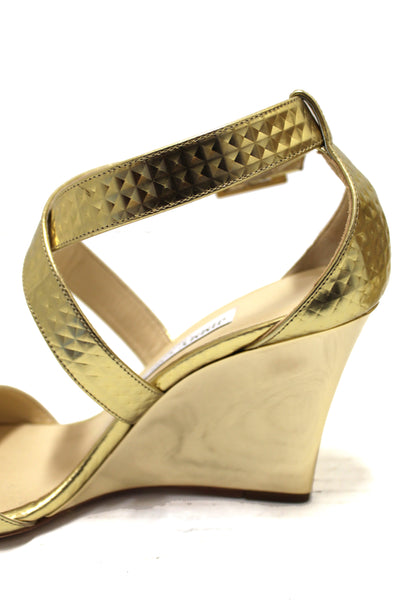 Jimmy Choo Metallic Gold Wedge Sandal 36