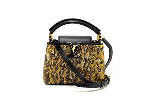 Louis Vuitton Black and Gold Leoflame Dore Sequins Capucine BB Handbag