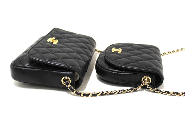 Chanel Black Quilted Calfskin Leather Double Side Pack Flap Bag