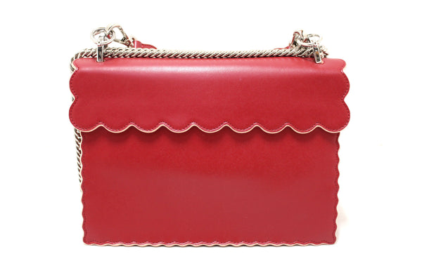 Fendi Red Scallop Leather Mini I Kan Chain Shoulder Bag | Italystation.com - Shop Now at italystation.com