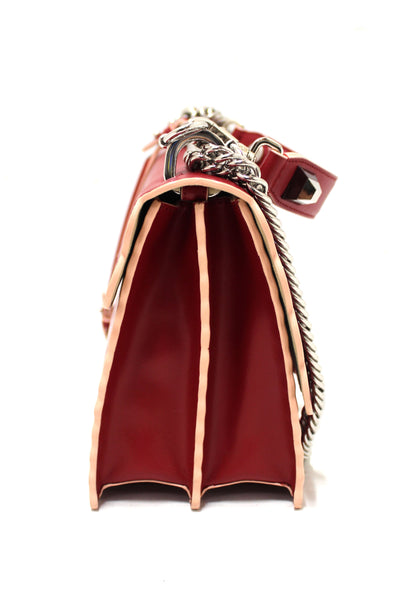 Fendi Red Scallop Leather Mini I Kan Chain Shoulder Bag | Italystation.com - Shop Now at italystation.com