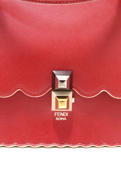 Fendi Red Scallop Leather Mini I Kan Chain Shoulder Bag | Italystation.com - Shop Now at italystation.com
