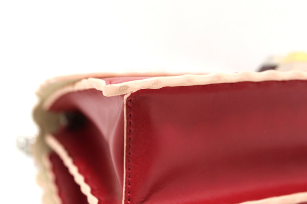 Fendi Red Scallop Leather Mini I Kan Chain Shoulder Bag | Italystation.com - Shop Now at italystation.com