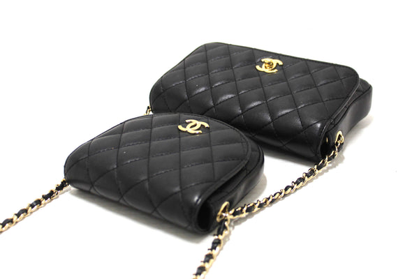 Chanel Black Quilted Calfskin Leather Double Side Pack Flap Bag