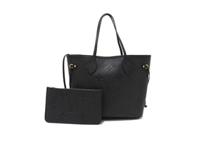 NEW  Louis Vuitton Black Monogram Empreinte Leather Neverfull MM Shoulder Tote