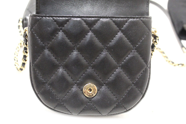 Chanel Black Quilted Calfskin Leather Double Side Pack Flap Bag