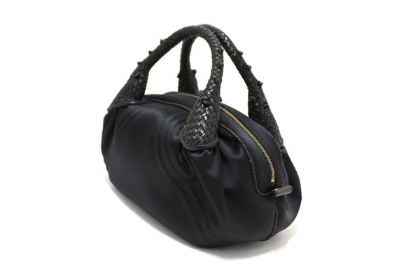 Fendi Black Satin and Leather Spy Bag