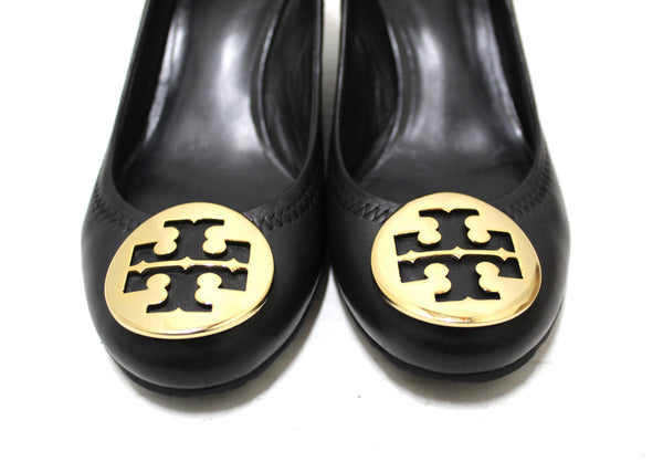 Tory Burch Black Leather Sally Wedge Size 6