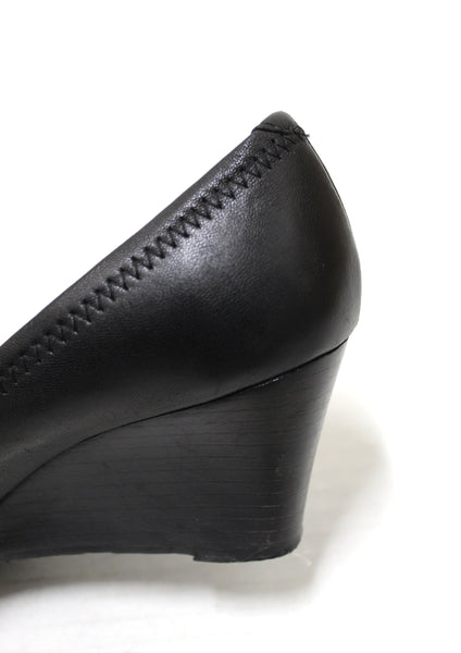 Tory Burch Black Leather Sally Wedge Size 6