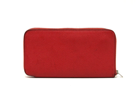 Hermes Red Epsom Leather Azap Silk'In Classic Long Wallet