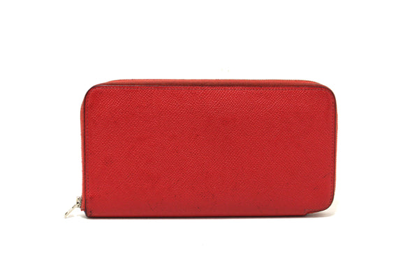 Hermes Red Epsom Leather Azap Silk'In Classic Long Wallet