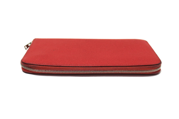 Hermes Red Epsom Leather Azap Silk'In Classic Long Wallet