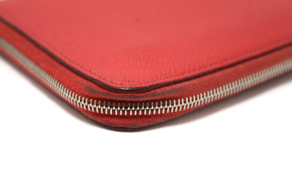 Hermes Red Epsom Leather Azap Silk'In Classic Long Wallet