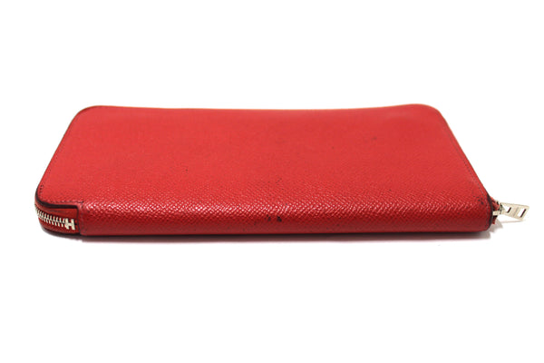 Hermes Red Epsom Leather Azap Silk'In Classic Long Wallet