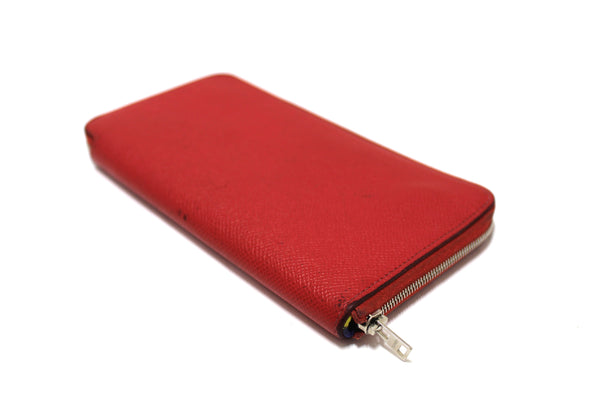 Hermes Red Epsom Leather Azap Silk'In Classic Long Wallet