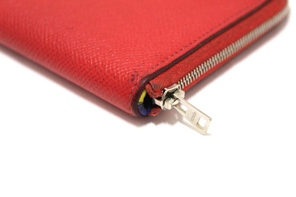 Hermes Red Epsom Leather Azap Silk'In Classic Long Wallet