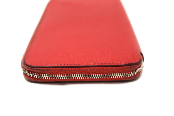 Hermes Red Epsom Leather Azap Silk'In Classic Long Wallet