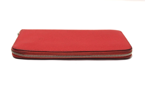 Hermes Red Epsom Leather Azap Silk'In Classic Long Wallet