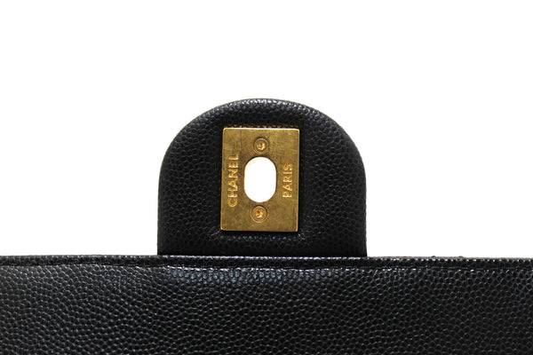 Chanel Black Quilted Caviar Leather Camellia Chain Around Flap Shoulder Bag
