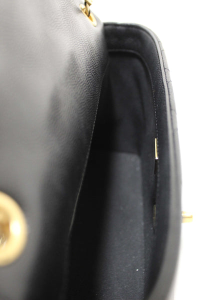 Chanel Black Quilted Caviar Leather Camellia Chain Around Flap Shoulder Bag