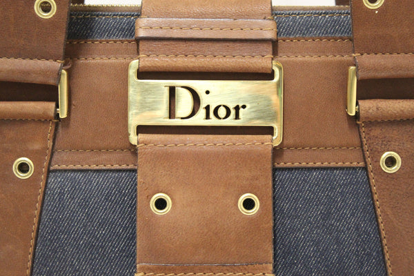 Christian Dior Vintage Denim Street Chic Tote Shoulder Bag