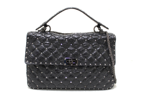 Valentino Garavani Black Quilted Nappa Leather Rockstud Spik | Italystation.com - Shop Now at italystation.com