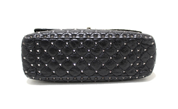 Valentino Garavani Black Quilted Nappa Leather Rockstud Spike Large Shoulder Bag