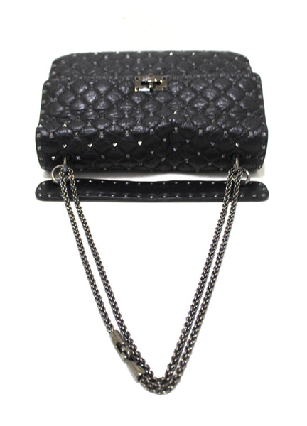 Valentino Garavani Black Quilted Nappa Leather Rockstud Spike Large Shoulder Bag