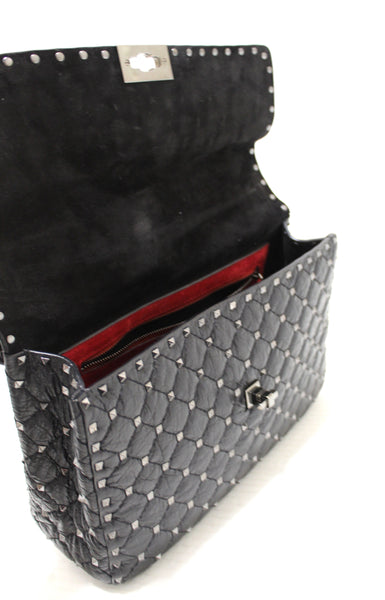 Valentino Garavani Black Quilted Nappa Leather Rockstud Spike Large Shoulder Bag