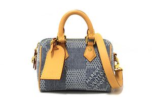 Louis Vuitton Damier Denim 3D Cotton Canvas Speedy 18 Bandoulière Bag
