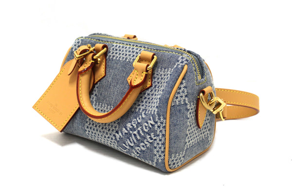 Louis Vuitton Damier Denim 3D Cotton Canvas Speedy 18 Bandoulière Bag