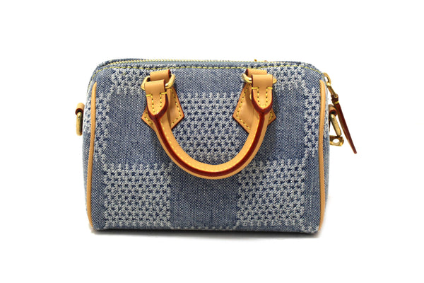 Louis Vuitton Damier Denim 3D Cotton Canvas Speedy 18 Bandoulière Bag