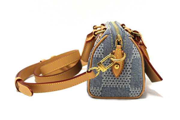Louis Vuitton Damier Denim 3D Cotton Canvas Speedy 18 Bandoulière Bag