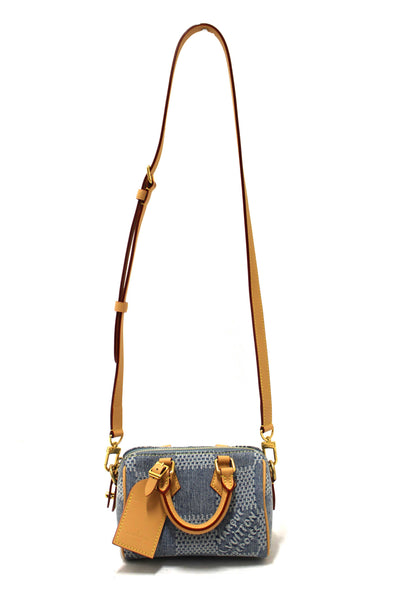 Louis Vuitton Damier Denim 3D Cotton Canvas Speedy 18 Bandoulière Bag