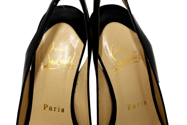 Christian Louboutin Blue Patent Leather Lady Peep Toe Platform Pumps Size 34.5