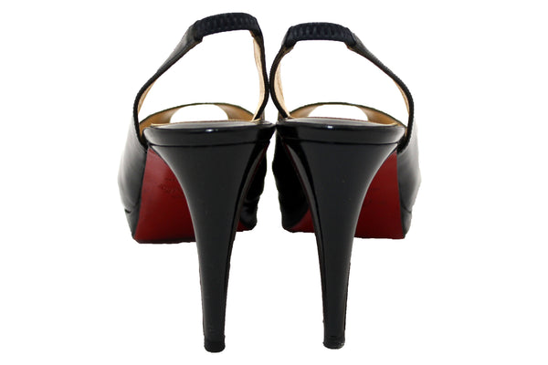 Christian Louboutin Blue Patent Leather Lady Peep Toe Platform Pumps Size 34.5