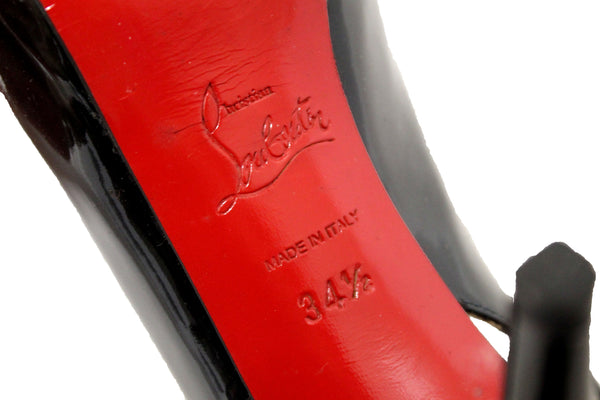 Christian Louboutin Blue Patent Leather Lady Peep Toe Platform Pumps Size 34.5