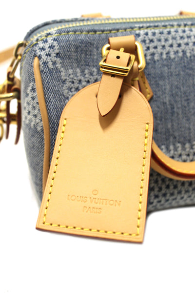 Louis Vuitton Damier Denim 3D Cotton Canvas Speedy 18 Bandoulière Bag
