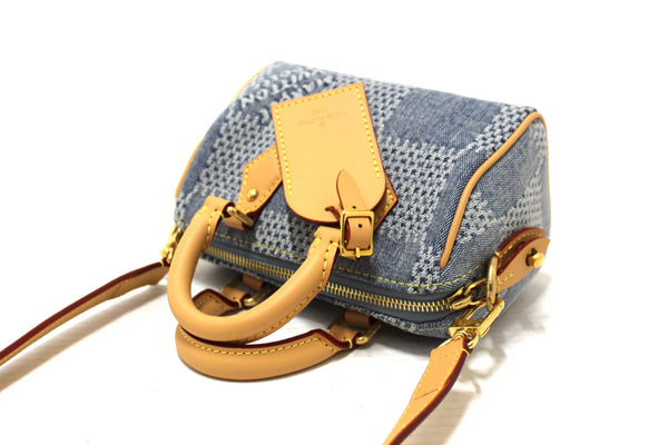 Louis Vuitton Damier Denim 3D Cotton Canvas Speedy 18 Bandoulière Bag