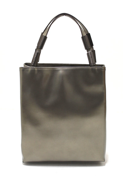 Salvatore Ferragamo Sage Green Shiny Leather Small Tote Bag