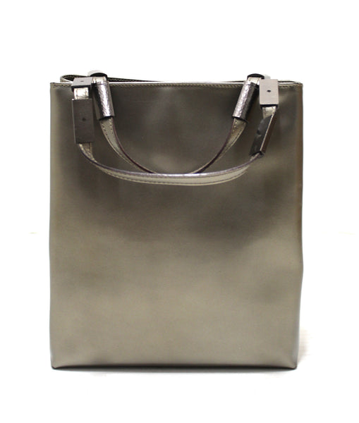 Salvatore Ferragamo Sage Green Shiny Leather Small Tote Bag