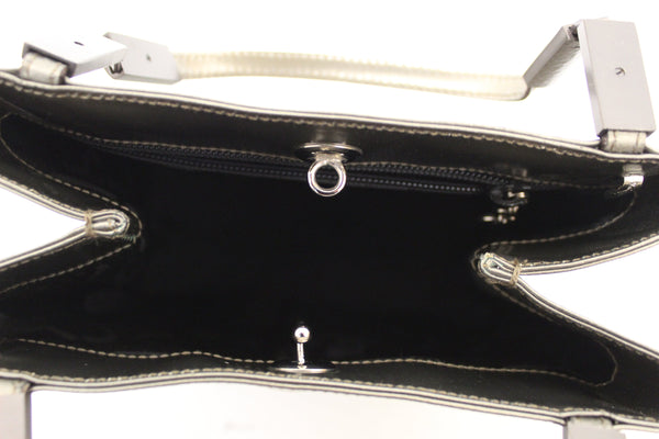 Salvatore Ferragamo Sage Green Shiny Leather Small Tote Bag