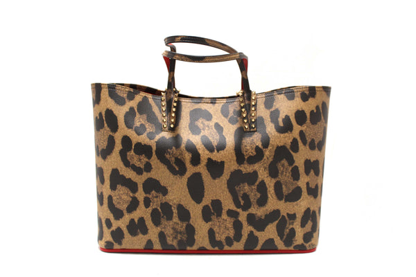 Christian Louboutin Leopard Printed Leather Cabata Spiked Large Tote Bag