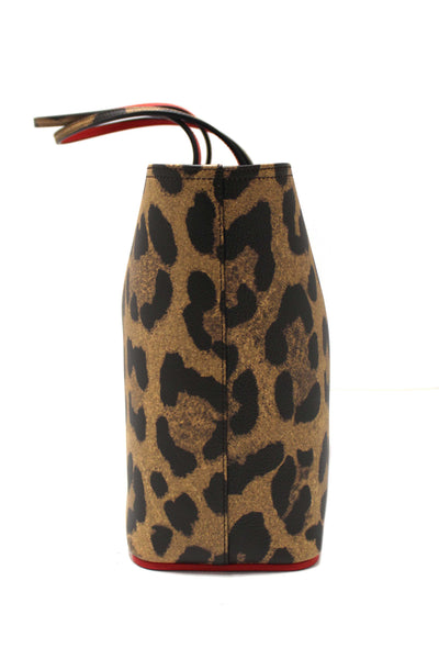 Christian Louboutin Leopard Printed Leather Cabata Spiked Large Tote Bag