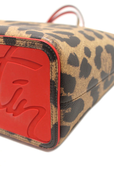 Christian Louboutin Leopard Printed Leather Cabata Spiked Large Tote Bag