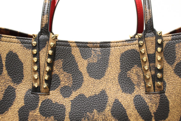 Christian Louboutin Leopard Printed Leather Cabata Spiked Large Tote Bag