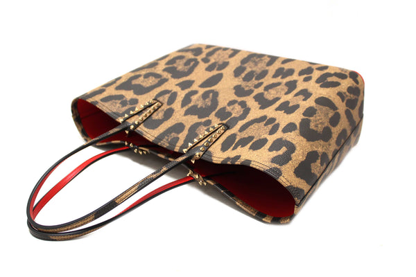 Christian Louboutin Leopard Printed Leather Cabata Spiked Large Tote Bag