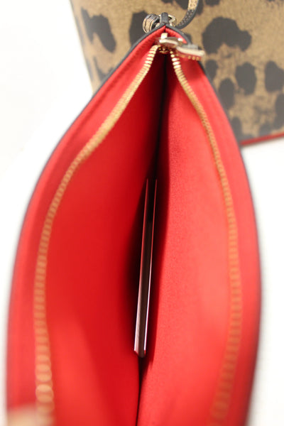 Christian Louboutin Leopard Printed Leather Cabata Spiked Large Tote Bag